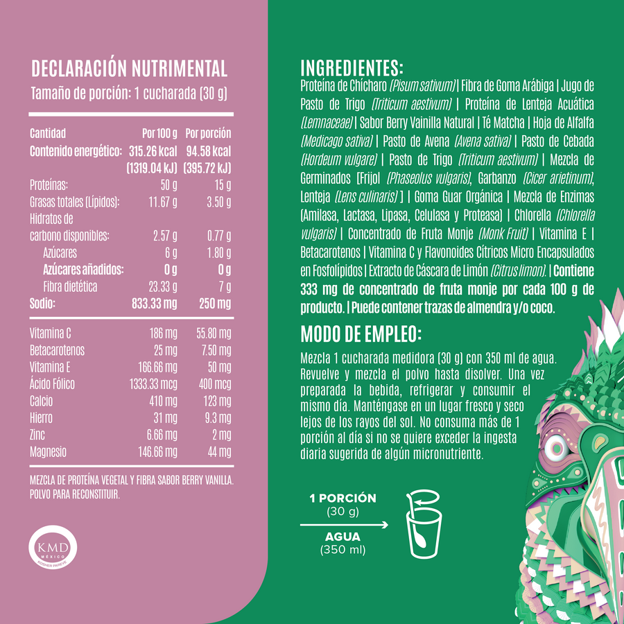 Parrot Greens & Protein Berry Vainilla 900gr