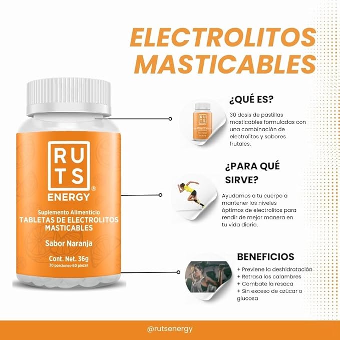 Ruts electrolitos masticables Naranja Bote