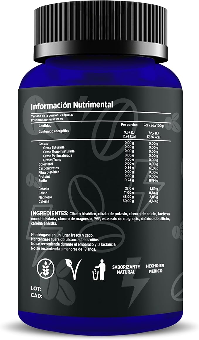 Ruts Cápsulas de Electrolitos y Cafeína 60mg