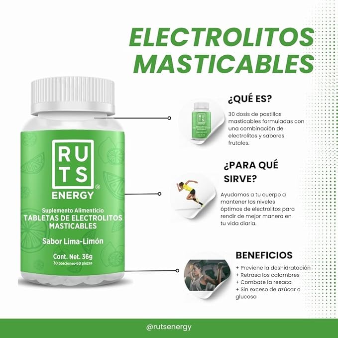 Ruts electrolitos masticables Limón Bote