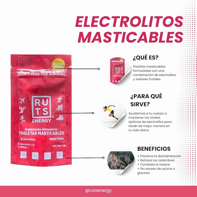 Ruts electrolitos masticables Fresa Sobres